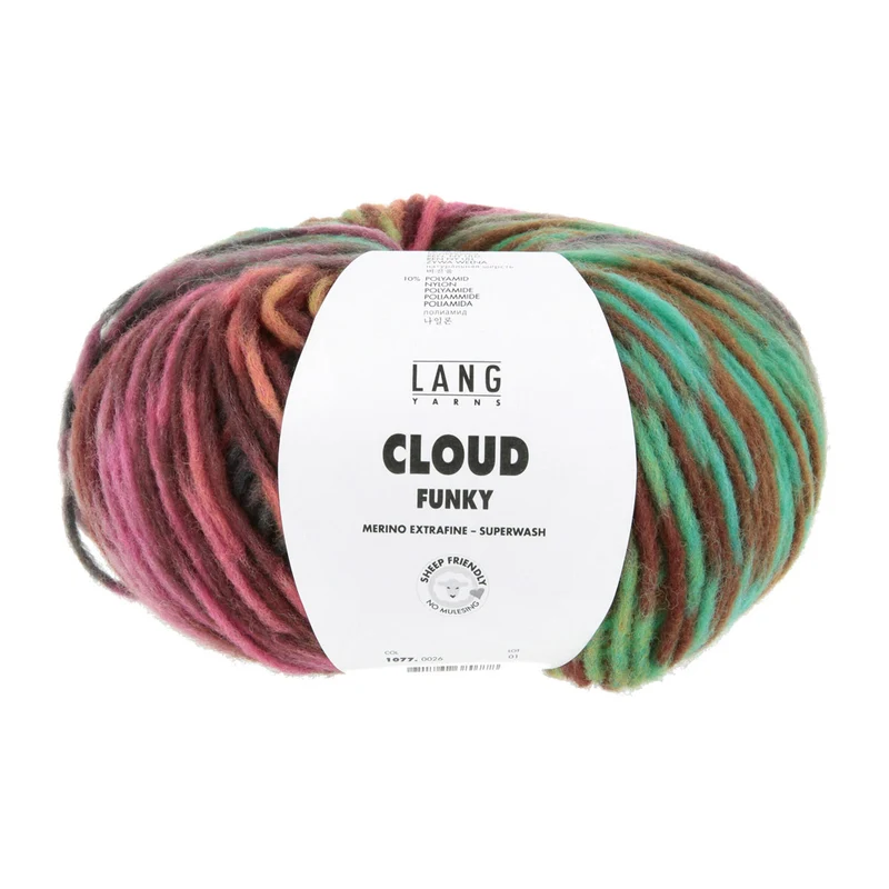 Lang Yarns Cloud Funky 0026 Türkis/Lavendel/Rosa/Grün