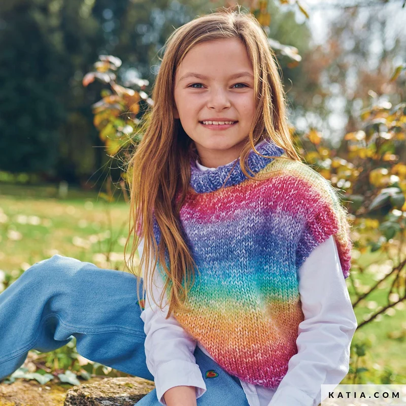 Katia Funny Azteca Kinder-Spencer-Strickanleitung