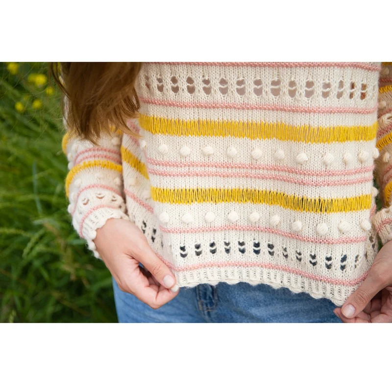 Strickanleitung: Ecopuno – Gestreifter Noppenpullover