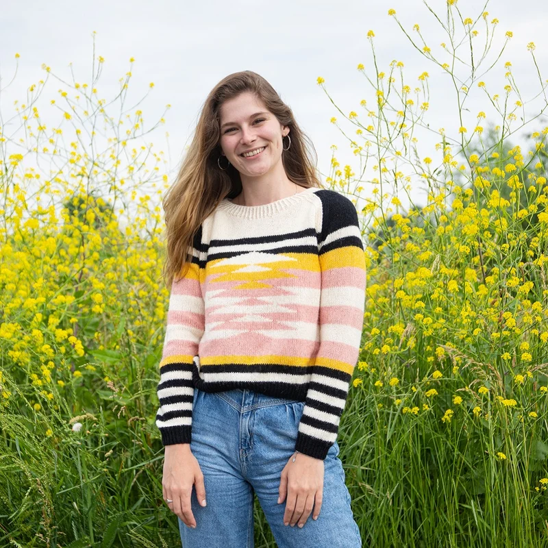 Strickanleitung „Ecopuno“ – Grafischer Raglanpullover