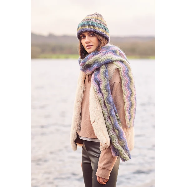 Strickanleitung „Essentials Super Kid Mohair Loves Silk Print Retro-Schal“