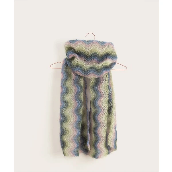 Strickanleitung „Essentials Super Kid Mohair Loves Silk Print Retro-Schal“