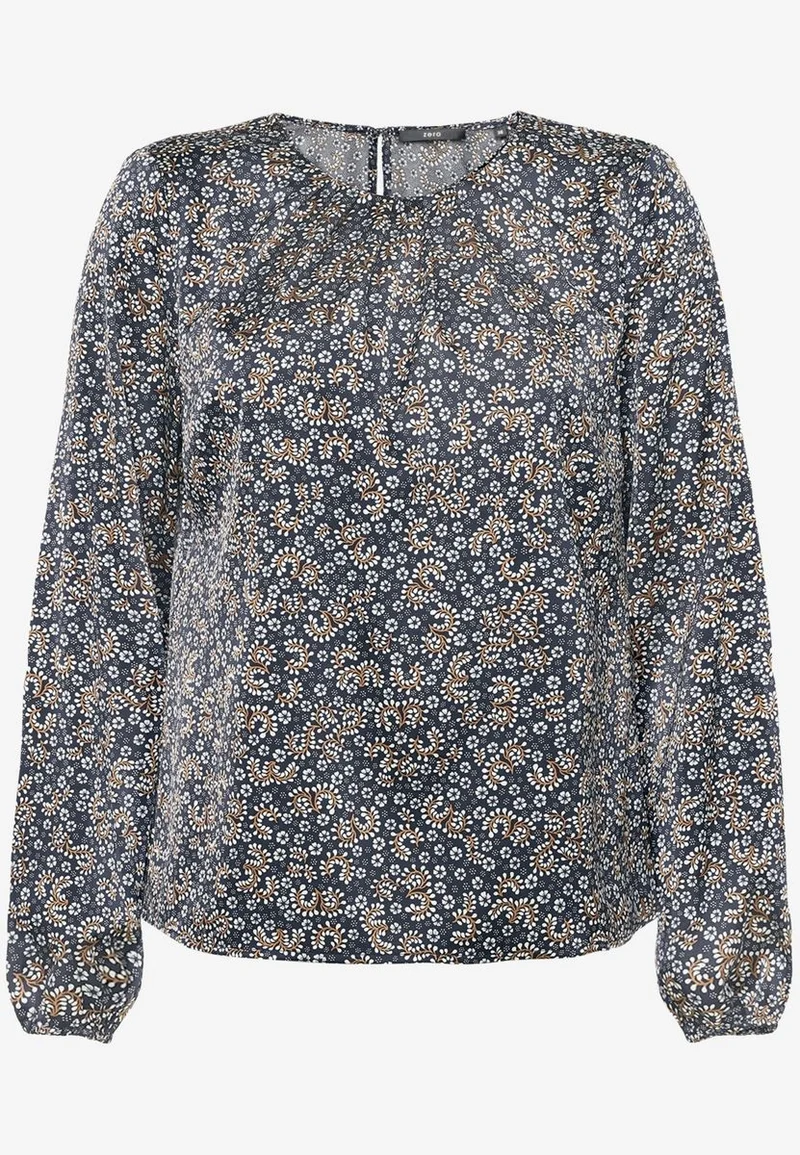Satinbluse langarm mit Blumen