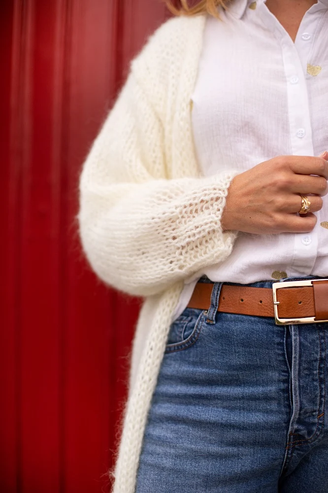 Strickpaket für eine lange, elegante Jacke