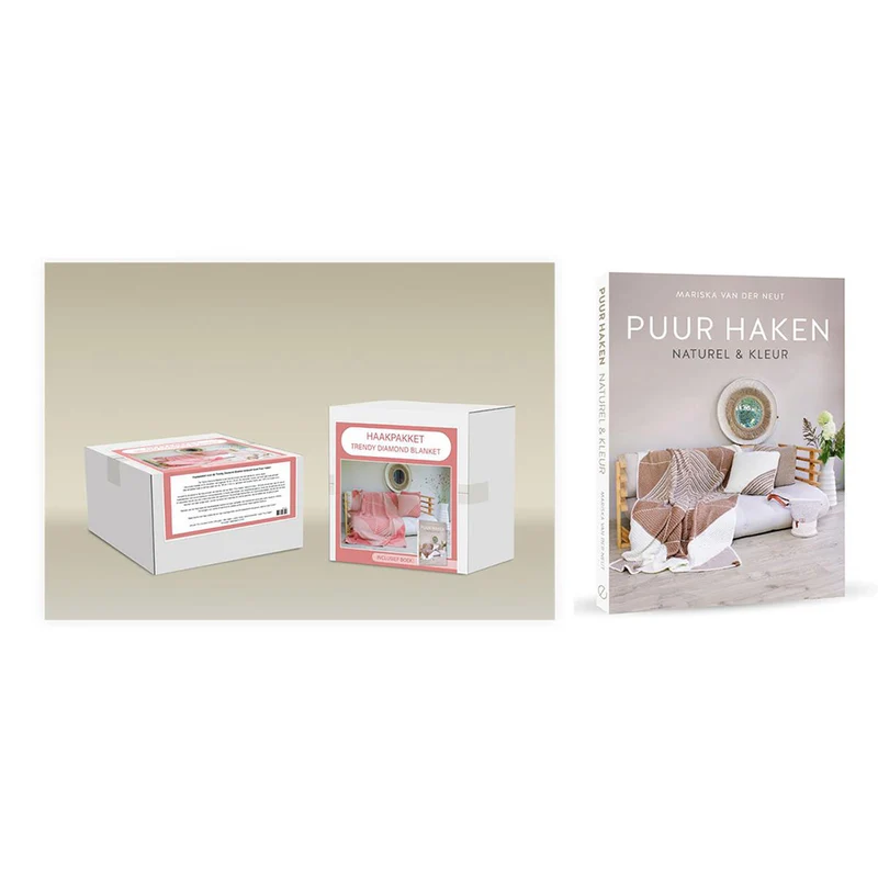 Häkelpaket „Puur Häkeln“ – Plaid mit Buch – Rosa 014.257