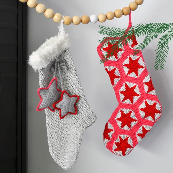 Häkelanleitung für den Weihnachtsstrumpf mit Pailletten (digital)