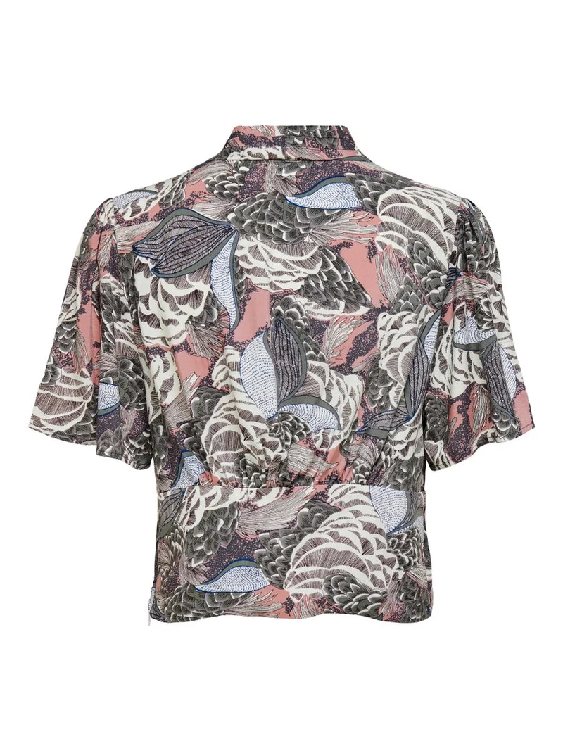 ONLGUSTA LIFE S/S CROPPED V-NECK TOP WVN