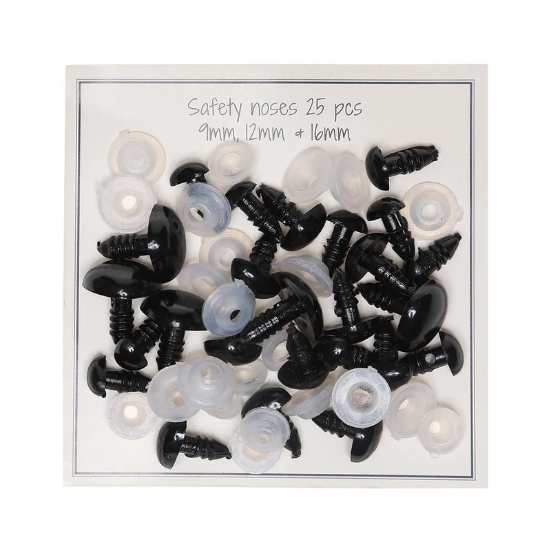 Go Handmade Sicherheitsnasen, Sortiment mit 25 Paaren, 9 mm bis 16 mm