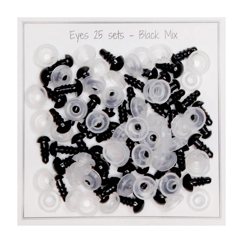 Go Handmade Sicherheitsaugen Schwarz, Sortiment mit 25 Paaren, 5 mm bis 8 mm