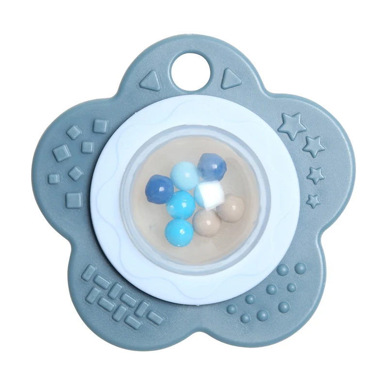 Go Handmade Rassel „Blume“ 80 mm, blau