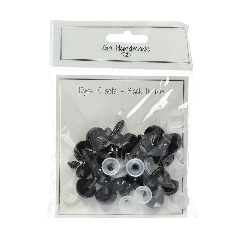 Go Handmade Sicherheitsaugen Schwarz 16 mm (10 Stück)