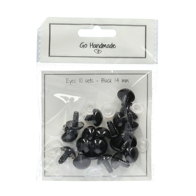 Go Handmade Sicherheitsaugen Schwarz 14 mm (10 Stück)
