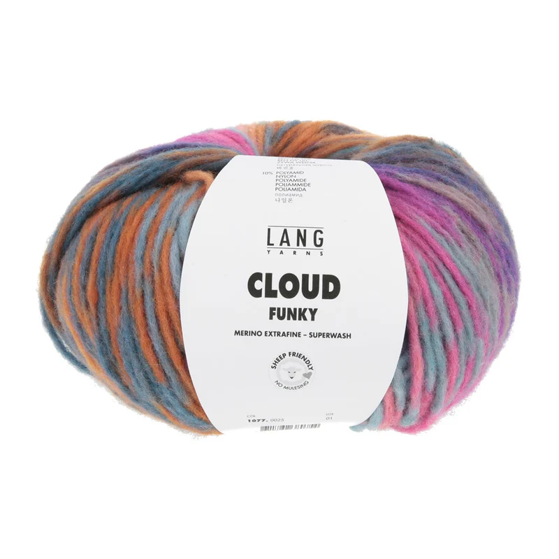 Lang Yarns Cloud Funky 0025 Knallrosa/Ozeanblau/Orange/Petrol