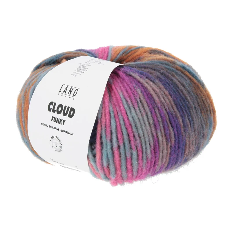 Lang Yarns Cloud Funky 0025 Knallrosa/Ozeanblau/Orange/Petrol