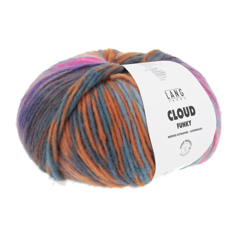 Lang Yarns Cloud Funky 0025 Knallrosa/Ozeanblau/Orange/Petrol