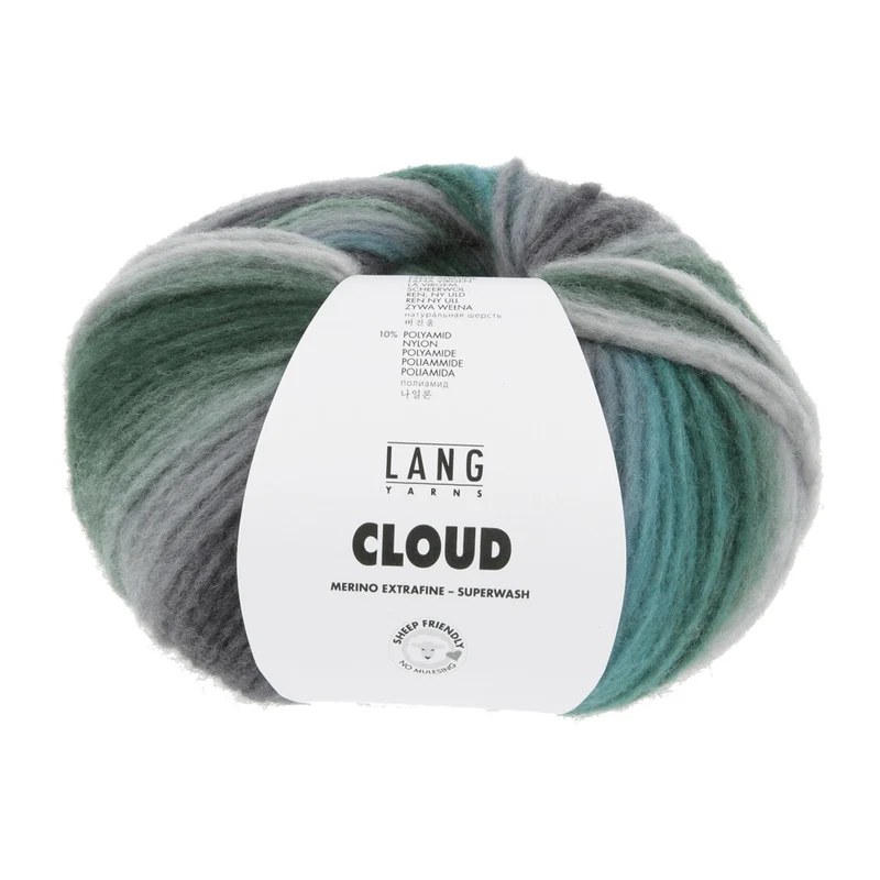 Lang Yarns Cloud 0030 Türkis/Grau/Schwarz/Grün
