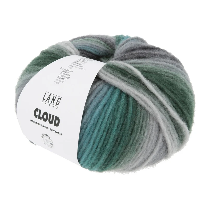 Lang Yarns Cloud 0030 Türkis/Grau/Schwarz/Grün
