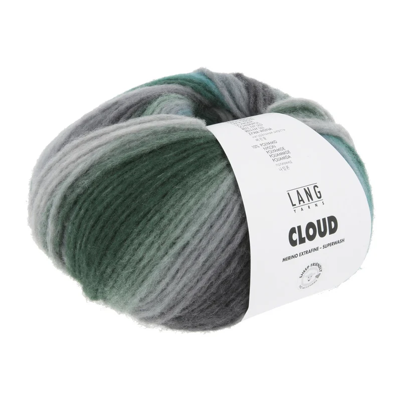 Lang Yarns Cloud 0030 Türkis/Grau/Schwarz/Grün
