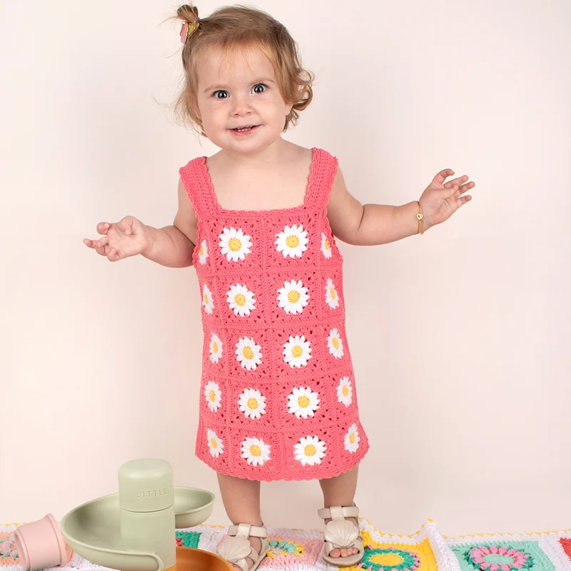 Häkelanleitung für ein Granny Square-Kinderkleid (digital)