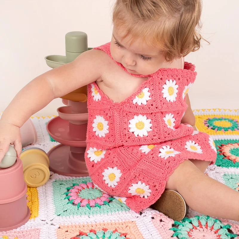 Häkelanleitung für ein Granny Square-Kinderkleid (digital)