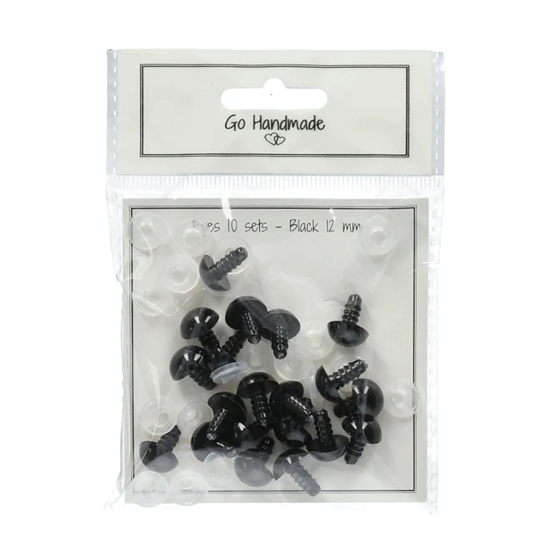 Go Handmade Sicherheitsaugen Schwarz 12 mm (10 Stück)