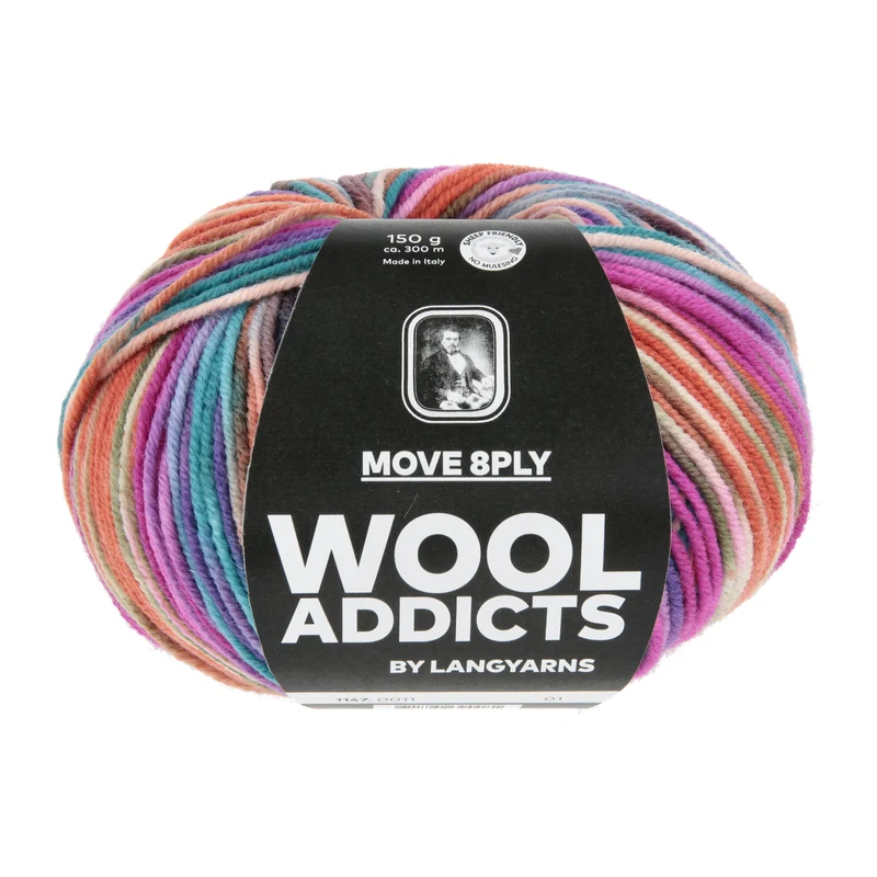 Lang Yarns Move 8-fach/8-Ply 0011 Lila/Oliv/Orange/Rosa Tinte