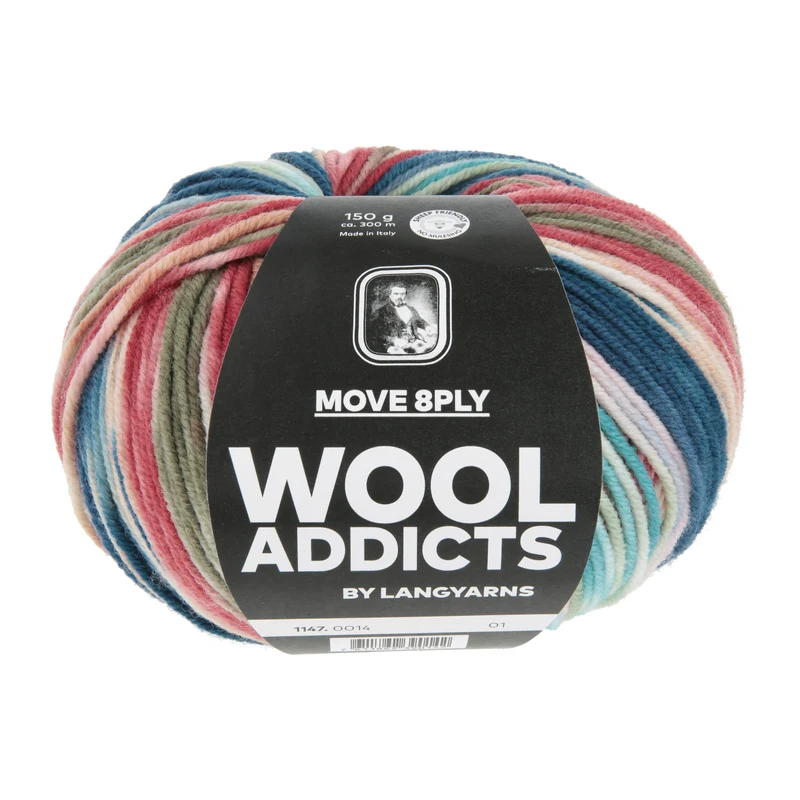 Lang Yarns Move 8-fach/8-Ply 0014 Rot/Marineblau/Oliv/Türkis