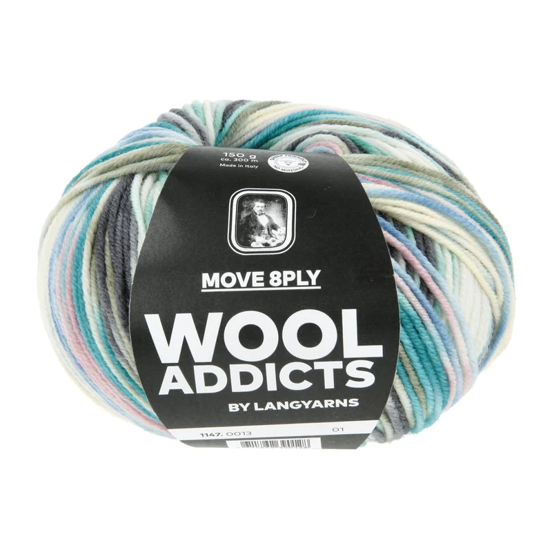 Lang Yarns Move 8-fach/8-Ply 0013 Smaragdblau/Grau/Grün/Creme