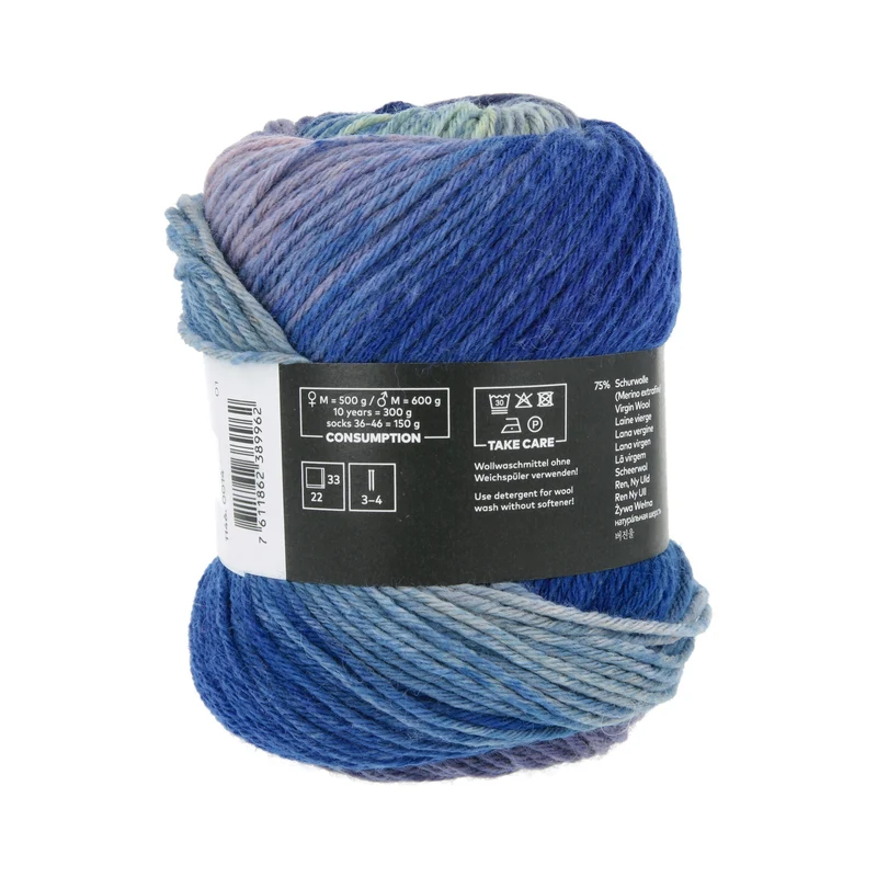 Lang Yarns Move 6-Fach/6-Ply 0014 Königsblau/Beige/Helloliv