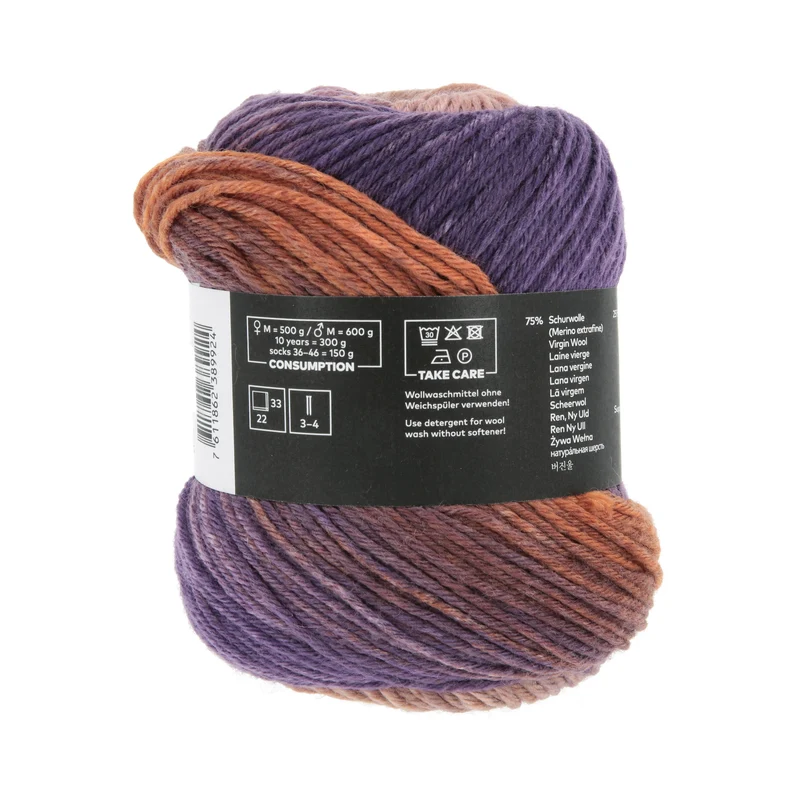 Lang Yarns Move 6-fach/6-Ply 0012 Königsviolett/Orange/Sand