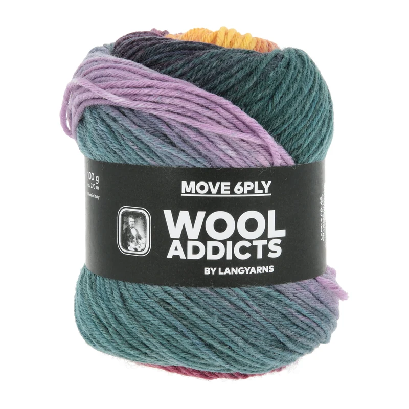 Lang Yarns Move 6-Fach/6-Ply 0011 Hellblau/Königsviolett/Orange/Aubergine