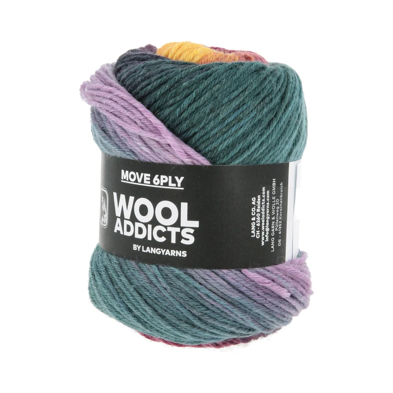 Lang Yarns Move 6-Fach/6-Ply 0011 Hellblau/Königsviolett/Orange/Aubergine