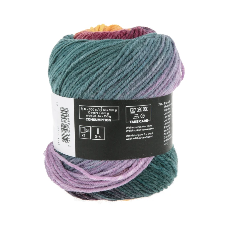 Lang Yarns Move 6-Fach/6-Ply 0011 Hellblau/Königsviolett/Orange/Aubergine