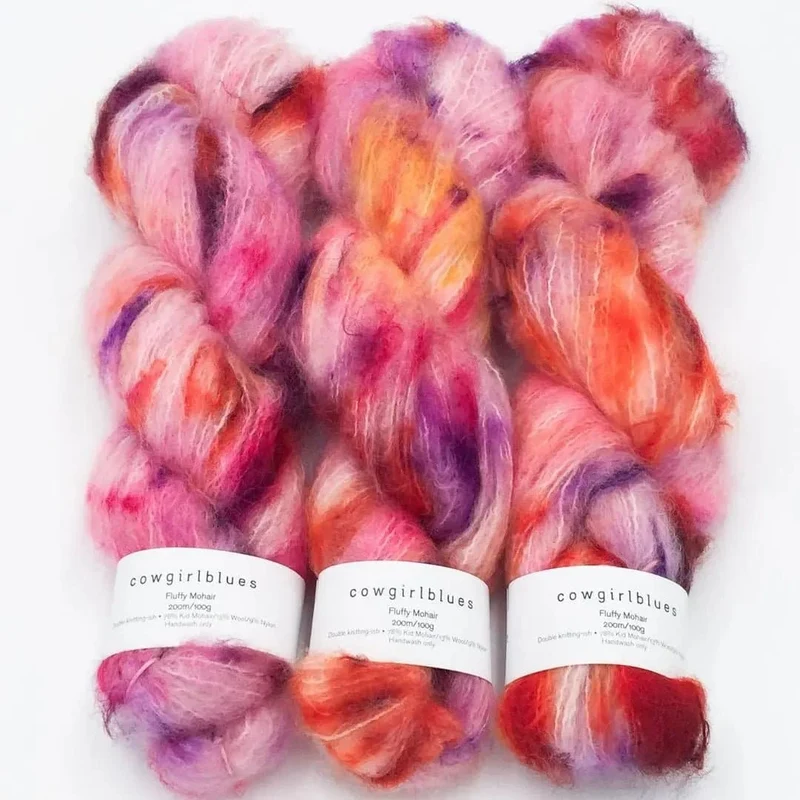 Fluffy Mohair Farbverlauf handgefärbt