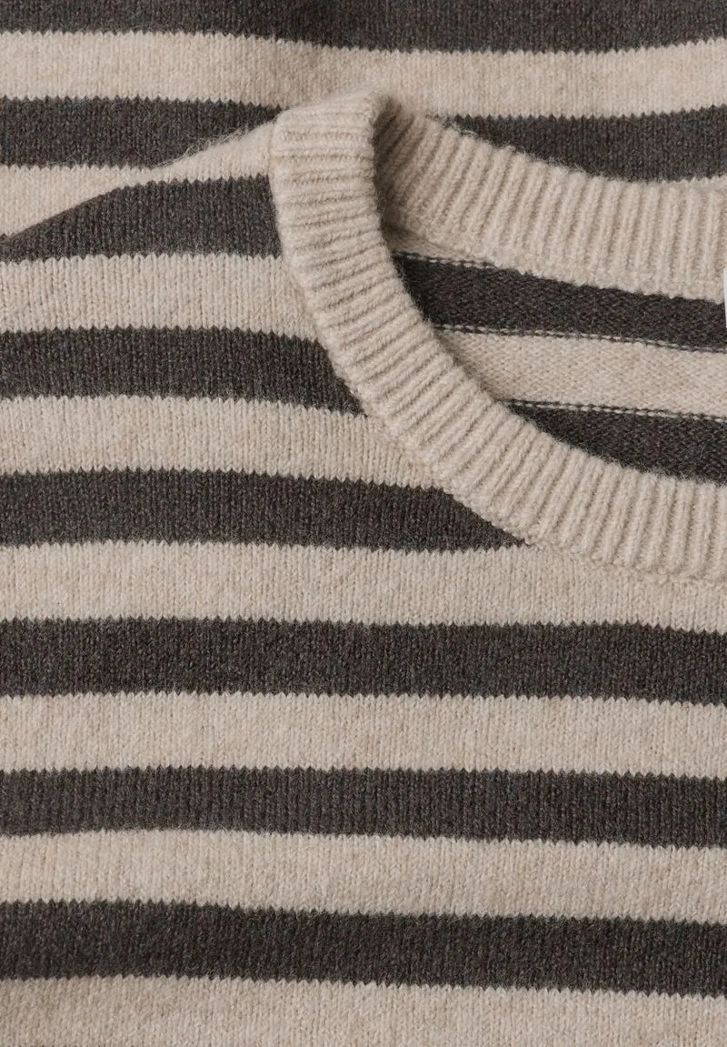 Kurzarm Pullover mit Rundhals und Streifen