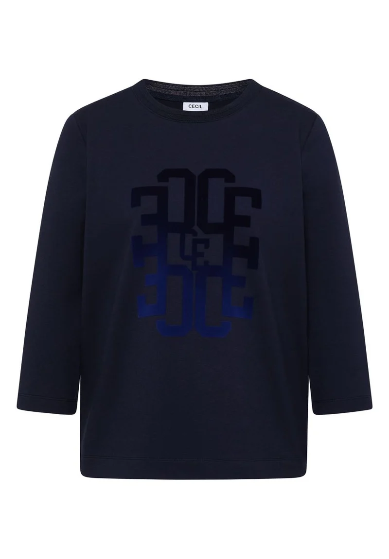 3/4-Arm Shirt mit Rundhals und Wording