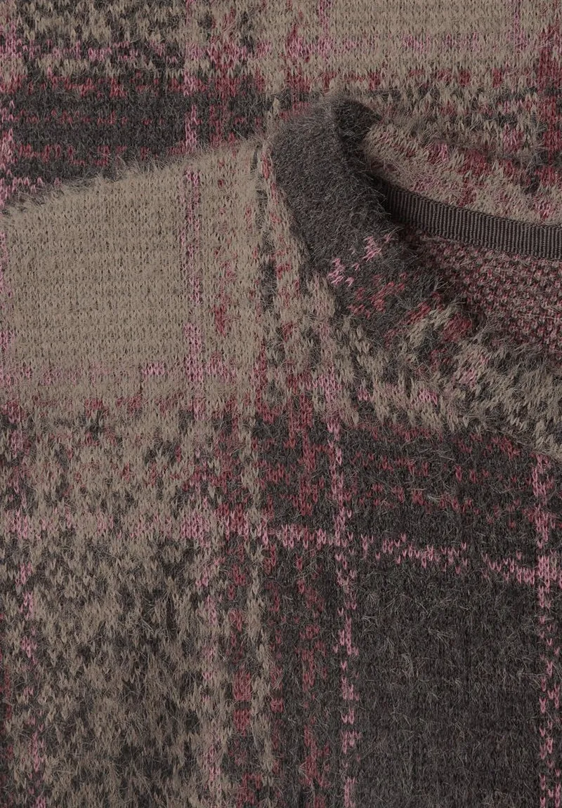 Langarm Shirt mit Rundhals und Karomuster