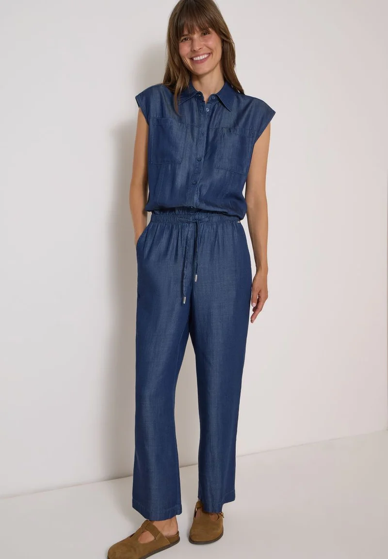 Wide Leg Jumpsuit in Denim-Optik