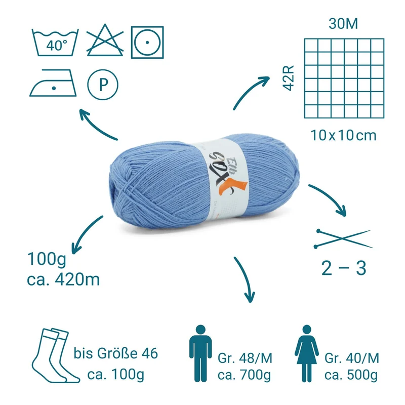 ElbSox Pier 4 | 100g Sockenwolle | 009 - Himmelblau