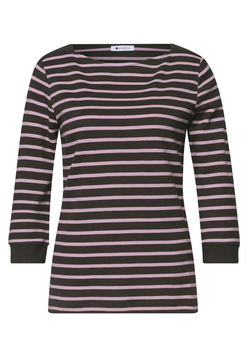 3/4-Arm Shirt mit Boat Neck und Streifen