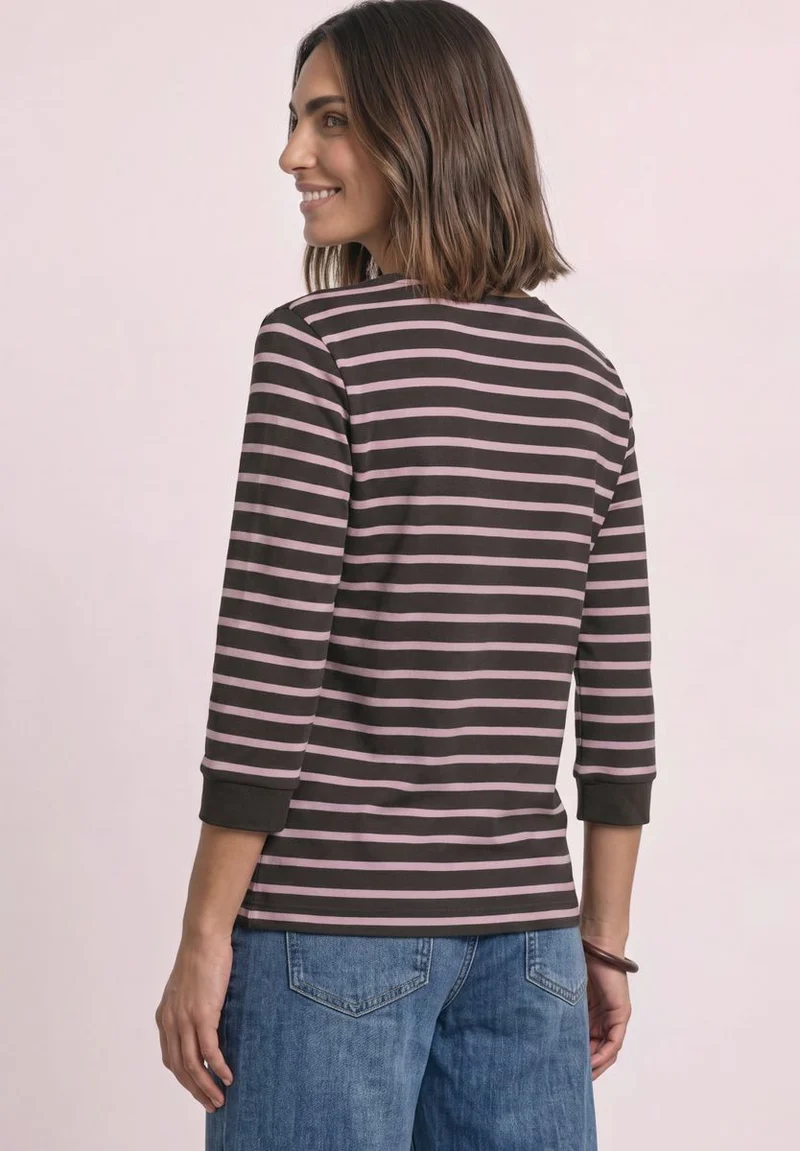 3/4-Arm Shirt mit Boat Neck und Streifen