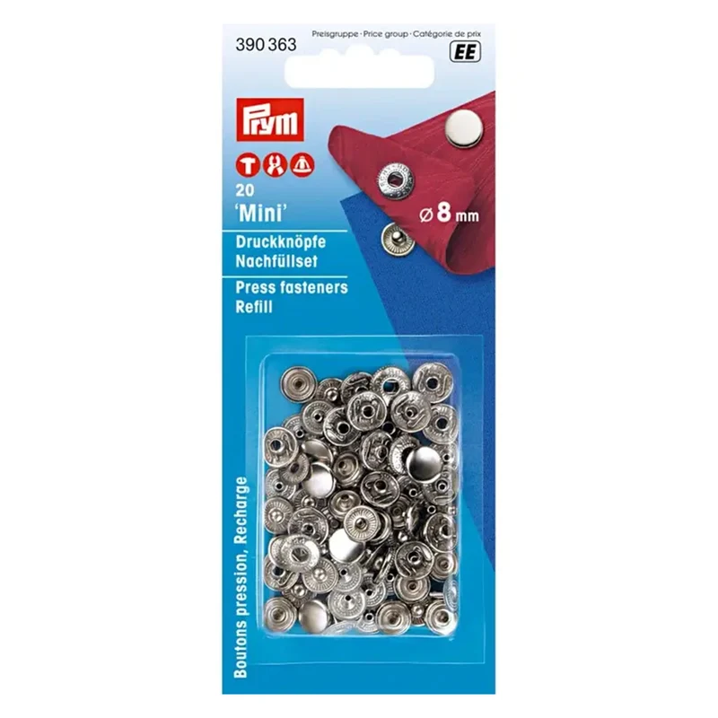 Prym Druckknöpfe ohne Nähen, Mini, Silber, 8 mm