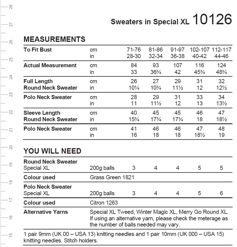 Stylecraft-Strickanleitung „Special XL Round & Polo Neck Sweater“ (2 Designs)