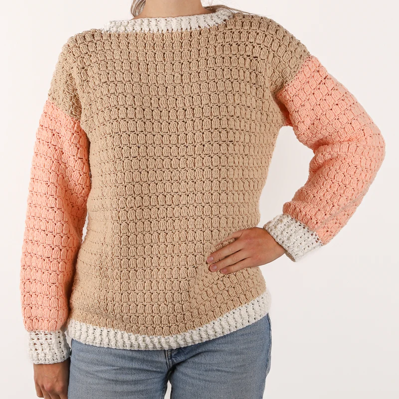 Häkelpaket für einen Colorblock-Pullover