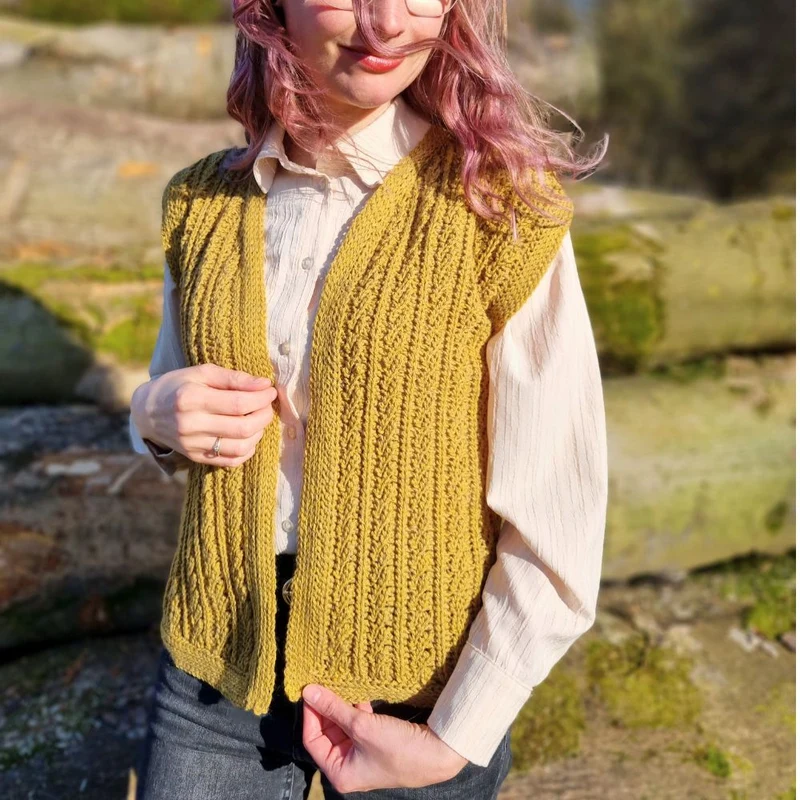 Häkelpaket für die Weste „Goldenrod“ – It's Annemade