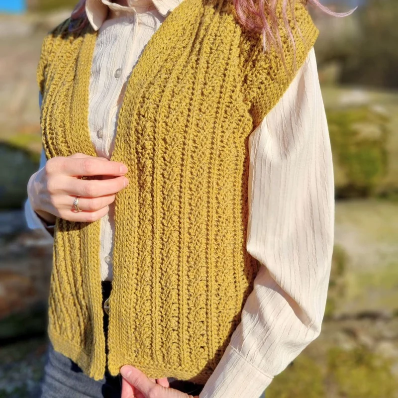 Häkelpaket für die Weste „Goldenrod“ – It's Annemade