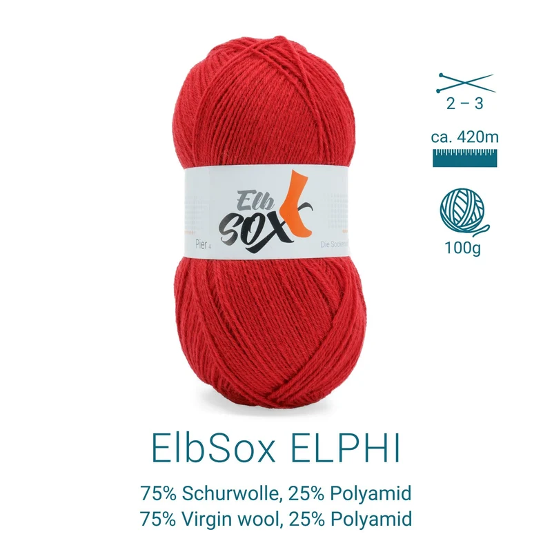 ElbSox Pier 4 | 100g Sockenwolle | 005 - Leuchtturmrot