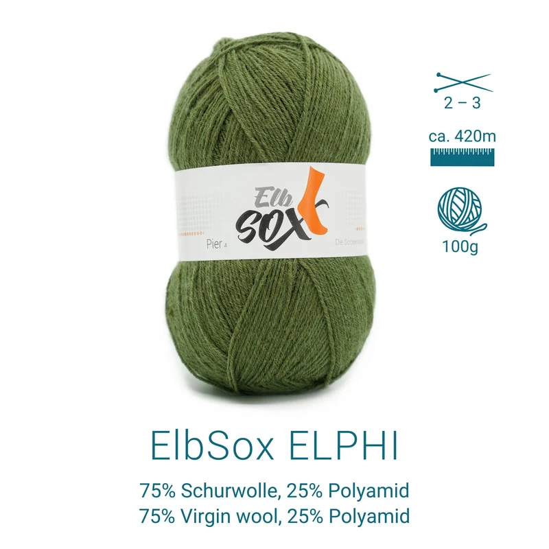 ElbSox Pier 4 | 100g Sockenwolle | 008 - Seetanggrün