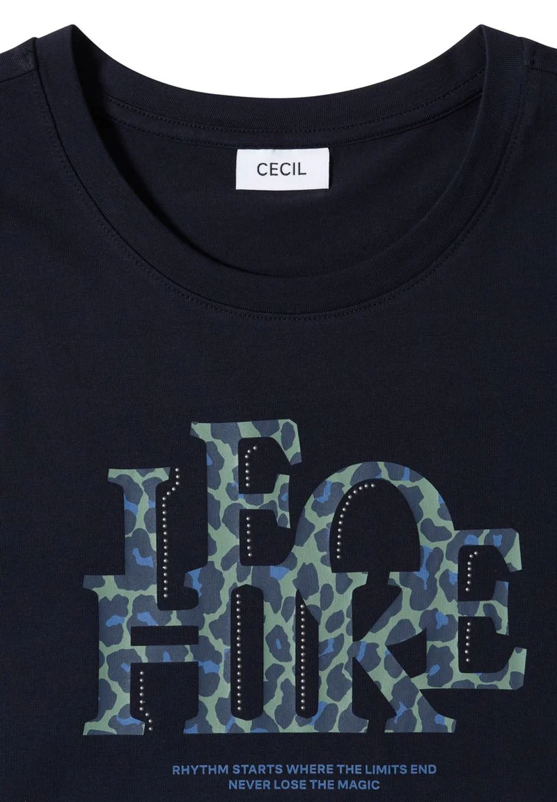 3/4-Arm Shirt mit Wording im Leo-Look