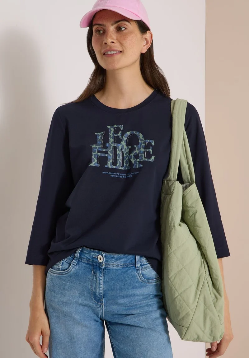 3/4-Arm Shirt mit Wording im Leo-Look